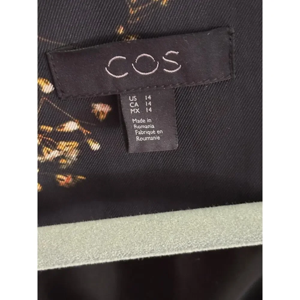 COS Women's Black Fully Lined Handkerchief Asymmetric Midi Dress Size 14 - Picture 7 of 12